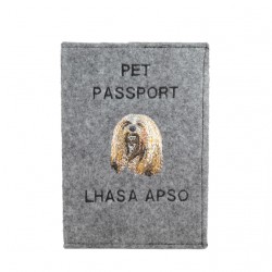 Lhasa Apso - Etui pour passeport pour le chien avec motif brodé. Nouveauté
