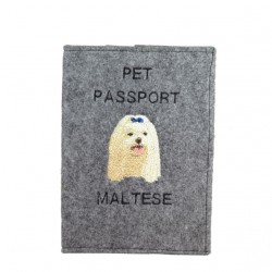 Maltese - Custodia per passaporto per cane con ricamo. Novita