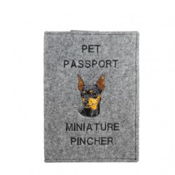 Miniature Pinscher - Passport wallet for the dog with embroidered pattern. New product!