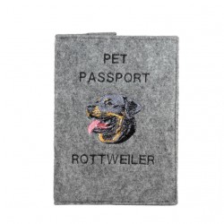 Rottweiler - Funda de pasaporte de perro con un bordado. Novedad