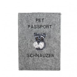 Schnauzer uncropped - Custodia per passaporto per cane con ricamo. Novita