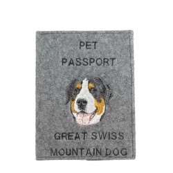 Grande bovaro svizzero - Custodia per passaporto per cane con ricamo. Novita