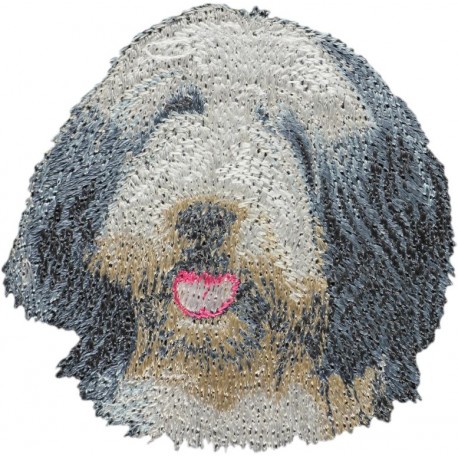 Stickerei, Aufnäher mit dem Bild eines Rasse-Hundes.