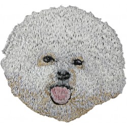 Bichon à poil frisé - Broderie, plaque avec l'image d'un chien de race.