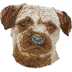 Border Terrier - Stickerei, Aufnäher mit dem Bild eines Rasse-Hundes.