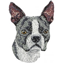 Terrier de Boston - Broderie, plaque avec l'image d'un chien de race.