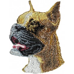 Deutsche Boxer cropped - Stickerei, Aufnäher mit dem Bild eines Rasse-Hundes.