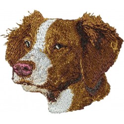 Épagneul breton - Broderie, plaque avec l'image d'un chien de race.