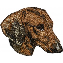 Dackel smoothhaired - Stickerei, Aufnäher mit dem Bild eines Rasse-Hundes.
