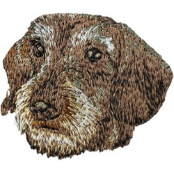 Dackel wirehaired - Stickerei, Aufnäher mit dem Bild eines Rasse-Hundes.