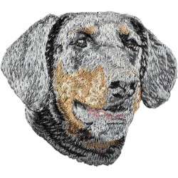 Dobermann uncropped - Ricamo con immagine di cane di razza.