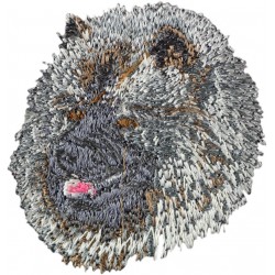 Keeshond - Bordado con una imagen de un perro de raza.