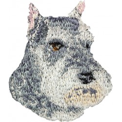 Schnauzer cropped - Broderie, plaque avec l'image d'un chien de race.