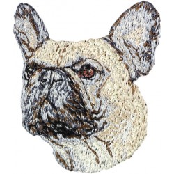 Französische Bulldogge - Stickerei, Aufnäher mit dem Bild eines Rasse-Hundes.