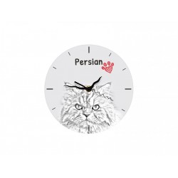 Persan- L'horloge en MDF avec l'image d'un chat.