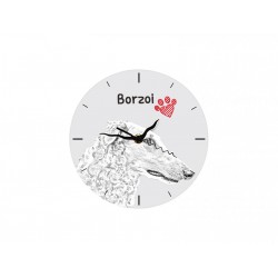 Borzoi - Reloj de pie de tablero DM con una imagen de perro.