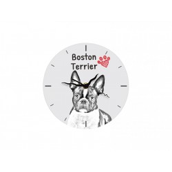 Terrier de Boston - L'horloge en MDF avec l'image d'un chien.
