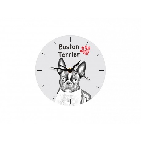 Stehende Uhr mit MDF mit dem Bild eines Hundes. 