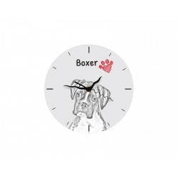 Free standing MDF floor clock with an image of a dog. 