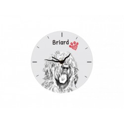Owczarek francuski briard - stojący zegar z wizerunkiem psa, wykonany z płyty MDF