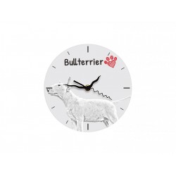 Bull terrier inglés - Reloj de pie de tablero DM con una imagen de perro.
