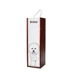 Bichon à poil frisé - Boîte pour le vin avec l'image d'un chien.