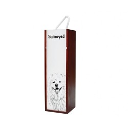 Samojede - Wein-Schachtel mit dem Bild eines Hundes.