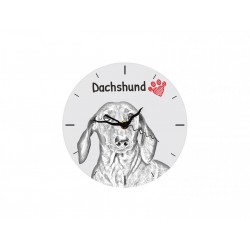 Perro salchicha - Reloj de pie de tablero DM con una imagen de perro.