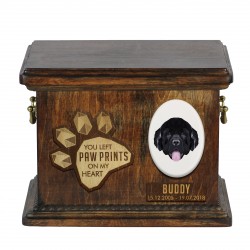 Urna de cenizas de perro con placa de cerámica y descripción - Geométrico Terranova