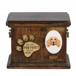 Urne für Hundeasche mit Keramikplatte und Beschreibung - Englische Cocker Spaniel