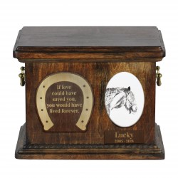 Urne pour les cendres de cheval avec plaque en céramique et description - Shire horse, ART-DOG