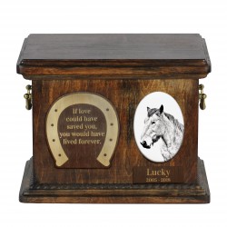 Urn for horse ashes with ceramic plate and sentence - Ardennes horse, ART-DOG