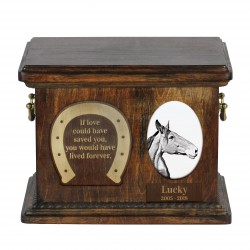 Urne für Pferdeasche mit Keramikplatte und Beschreibung - Australian Stock Horse, ART-DOG