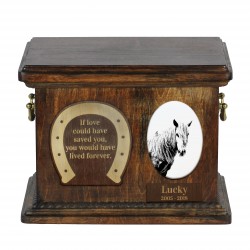 Urne pour les cendres de cheval avec plaque en céramique et description - Cheval de la Giara, ART-DOG