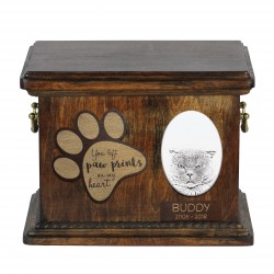 Urna de cenizas de gato con placa de cerámica y descripción - Scottish Fold, ART-DOG