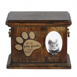 Urna na prochy kota z płytką ceramiczną i sentencją - Kot kartuski, ART-DOG