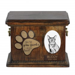 Urn for cat ashes with ceramic plate and sentence - Bombay cat, ART-DOG