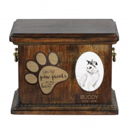 Urne pour les cendres de chat avec plaque en céramique et description - Bobtail japonais, ART-DOG