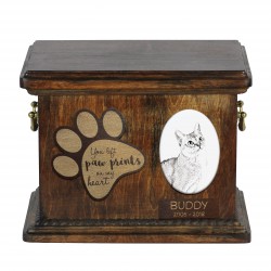 Urne pour les cendres de chat avec plaque en céramique et description - Singapura, ART-DOG