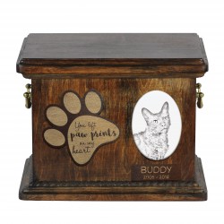 Urne pour les cendres de chat avec plaque en céramique et description - LaPerm, ART-DOG