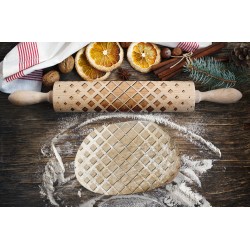 SQUARES, Engraved Rolling Pin for Cookies, Embossing Rollingpin