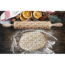 TILES 5, Engraved Rolling Pin for Cookies, Embossing Rollingpin