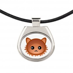 Un collar con un gato de LaPerm. Una nueva colección con el lindo gato Art-Dog