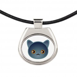 Un collar con un gato de Chartreux. Una nueva colección con el lindo gato Art-Dog