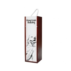Buldog amerykański - pudełko na wino z wizerunkiem psa.