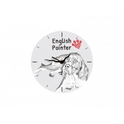 English Pointer - Free standing clock, made of MDF board, with an image of a dog.