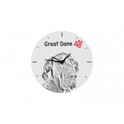 Great Dane - Free standing clock, made of MDF board, with an image of a dog.