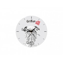 Brüsseler Griffon - Stehende Uhr mit MDF mit dem Bild eines Hundes.