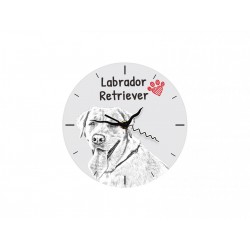 Labrador retriever - stojący zegar z wizerunkiem psa, wykonany z płyty MDF