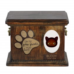 Urna de cenizas de gato con placa de cerámica y descripción - Geométrico Habana Brown, ART-DOG